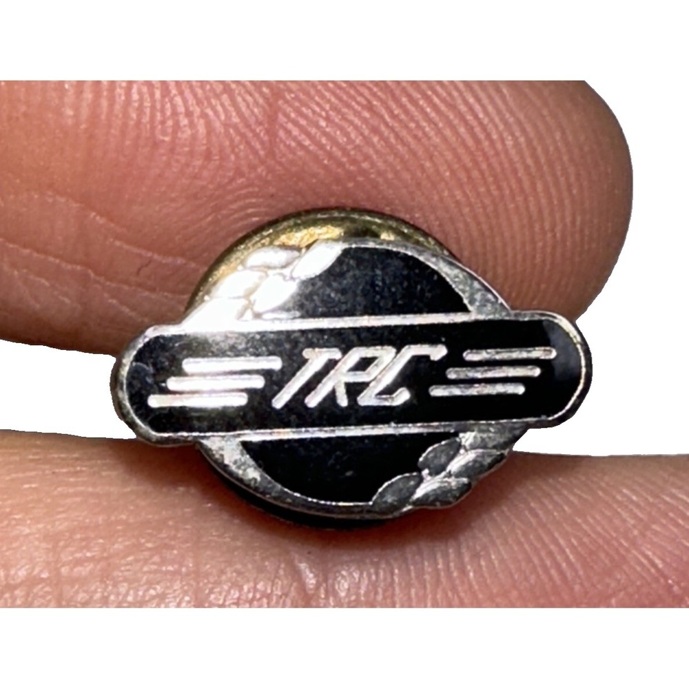 Sterling Silver TRC logo Black Tie Tack Brooch Hat Pin Back